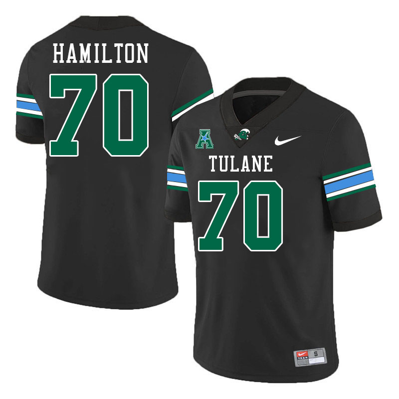 #70 Kameron Hamilton Tulane Green Wave Jersey College Football Uniforms,Apparels Stitched-Black